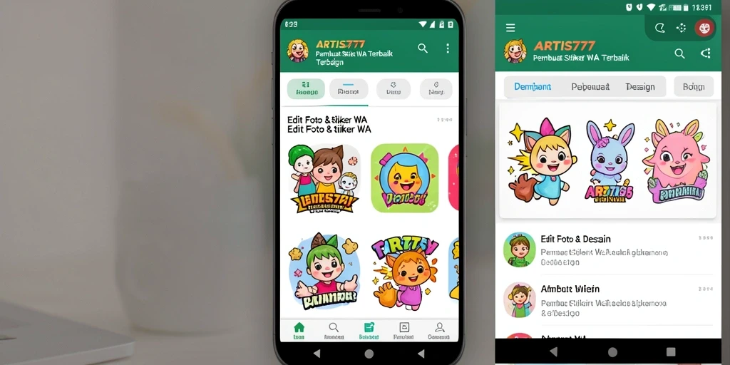 Tampilan antarmuka dan fungsi dari ARTIS777 untuk pembuat stiker WA.