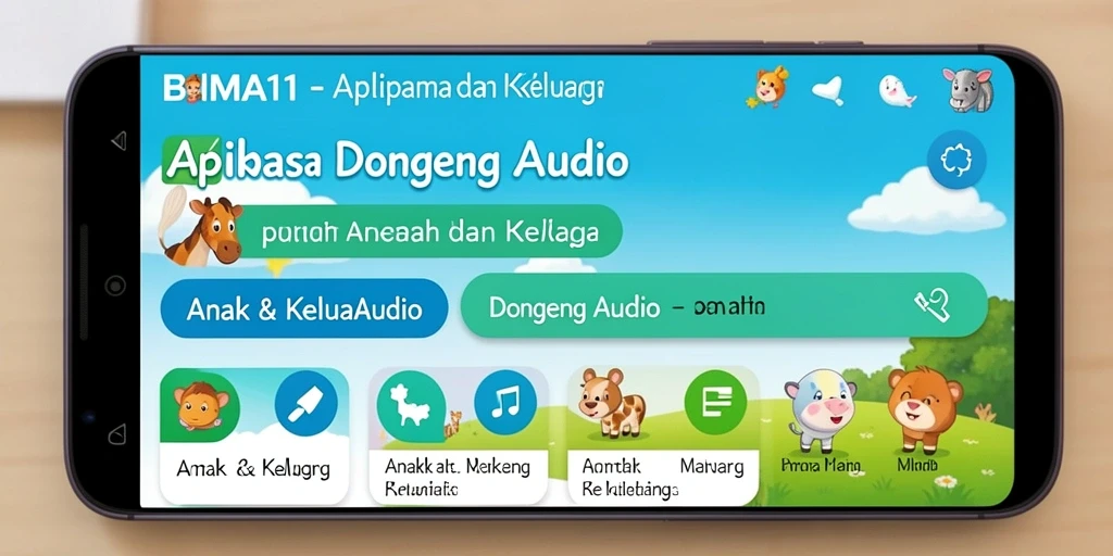Antarmuka BIMA11 yang menarik untuk mendengarkan Dongeng Audio.