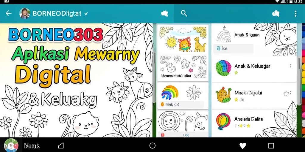 Antarmuka pengguna aplikasi mewarnai digital yang menarik dan interaktif.