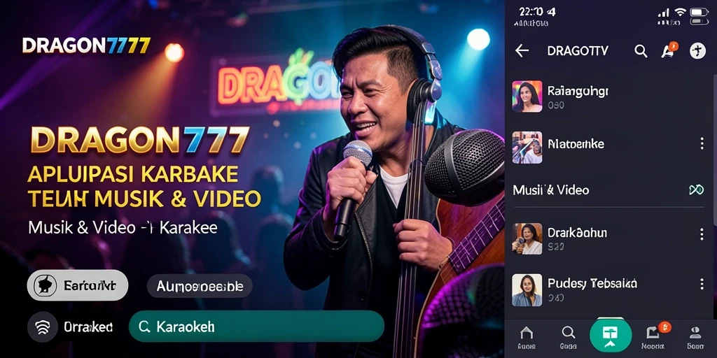Tampilan antarmuka aplikasi karaoke DRAGON777 yang menarik dan mudah digunakan.