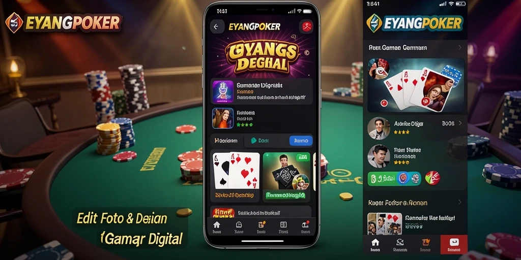 Antarmuka pengguna EYANGPOKER dengan berbagai fitur edit gambar.