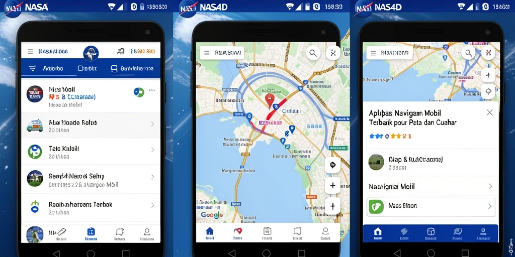 Tampilan antarmuka dari aplikasi NASA4D untuk navigasi mobil.