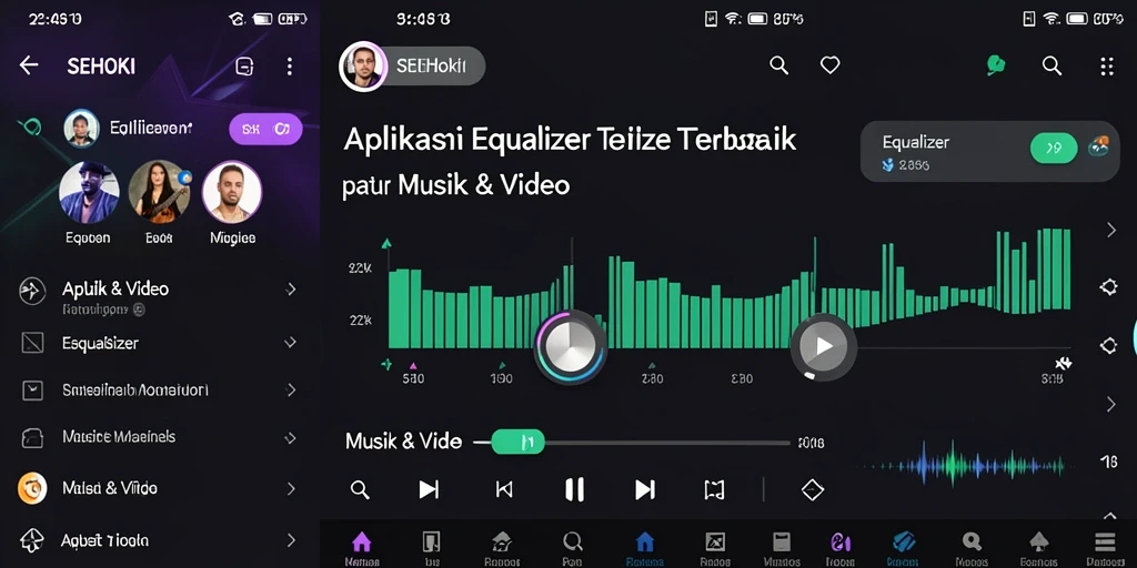 Antarmuka aplikasi SEHOKI dengan fitur Equalizer yang memukau.